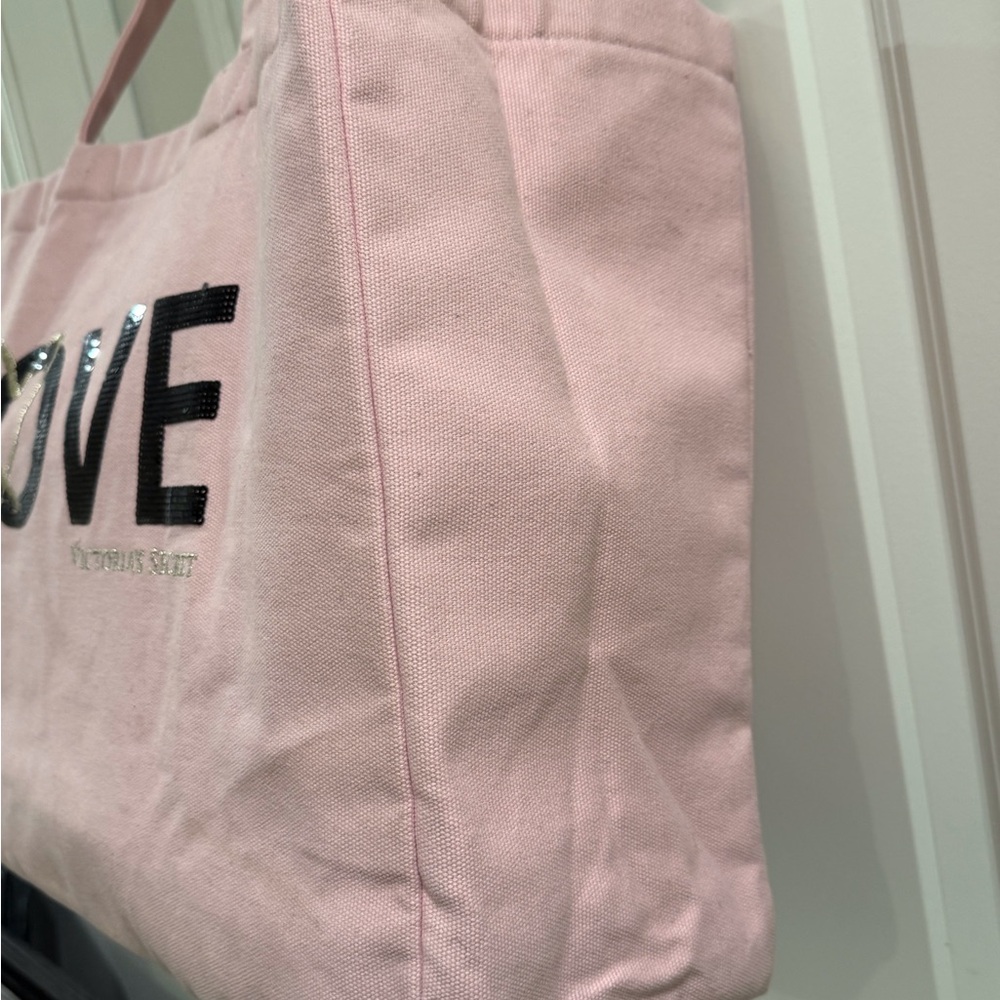 NEW Victoria's Secret Pink Sequin * LOVE * Tote Bag - Picture 7 of 12